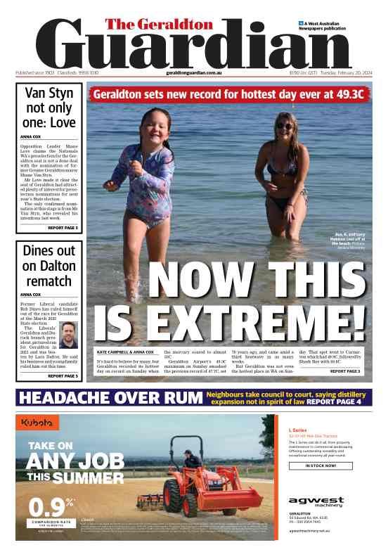 Geraldton Guardian digital newspaper landing page
